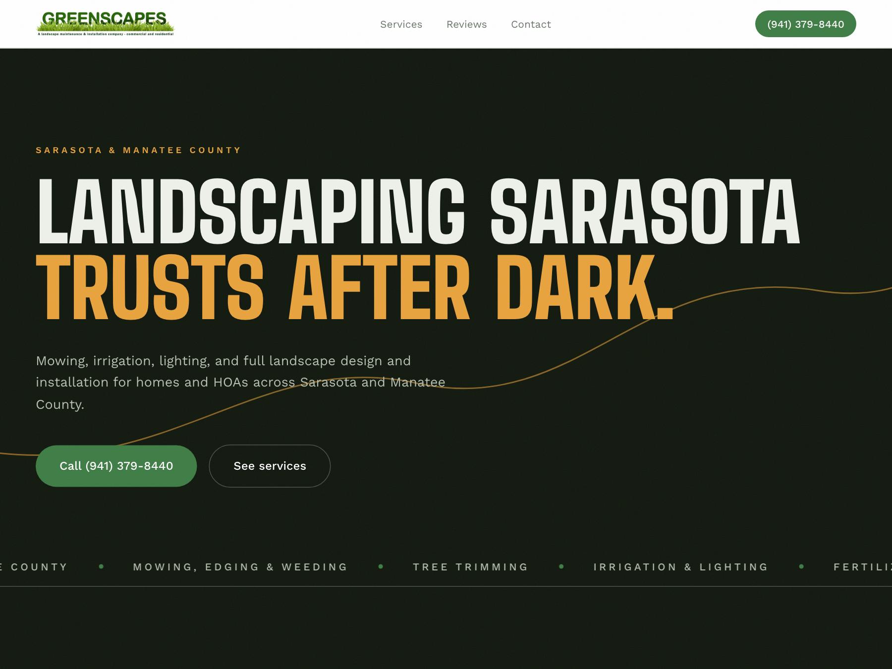 Concept homepage built for Greenscapes, Sarasota landscaping