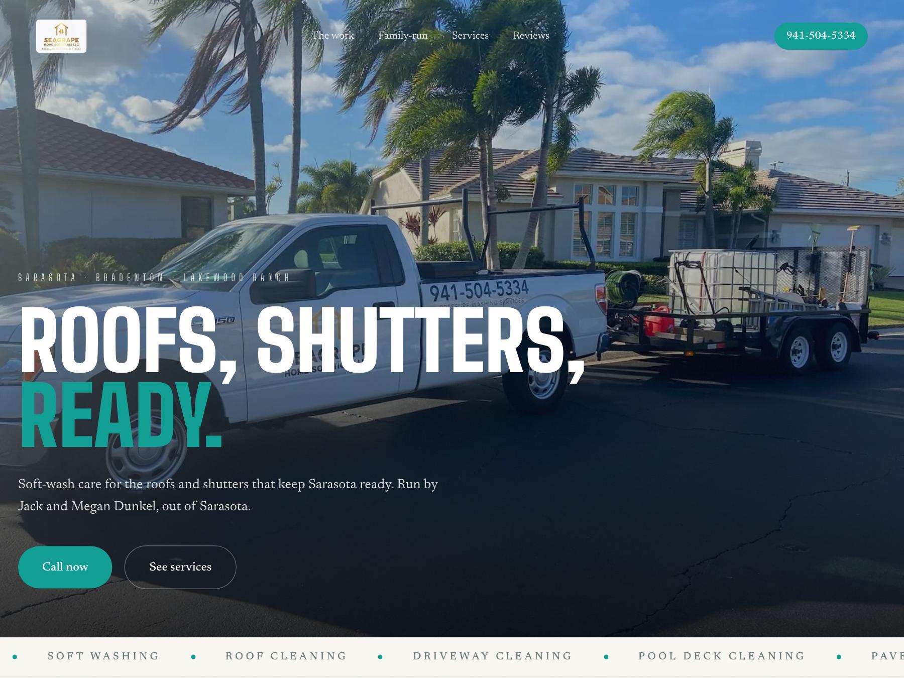Concept homepage built for Seagrape Home Solutions, Sarasota